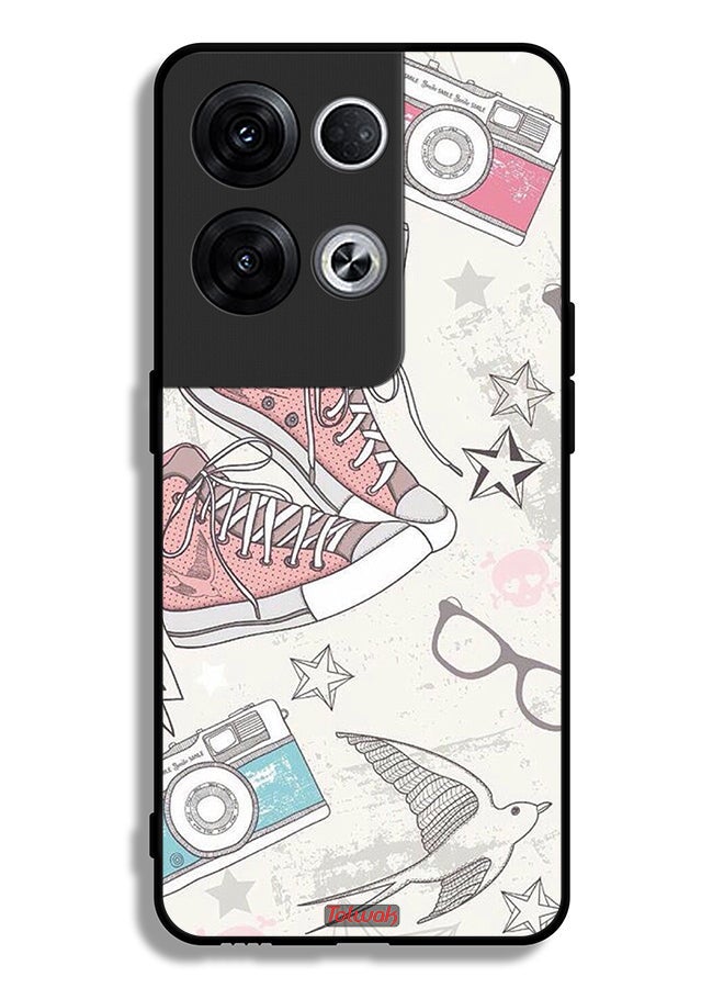 Tolwak Oppo Reno8 Pro Plus 5G Protective Case Cover Canva Shoes And Camera Art  - Image 2