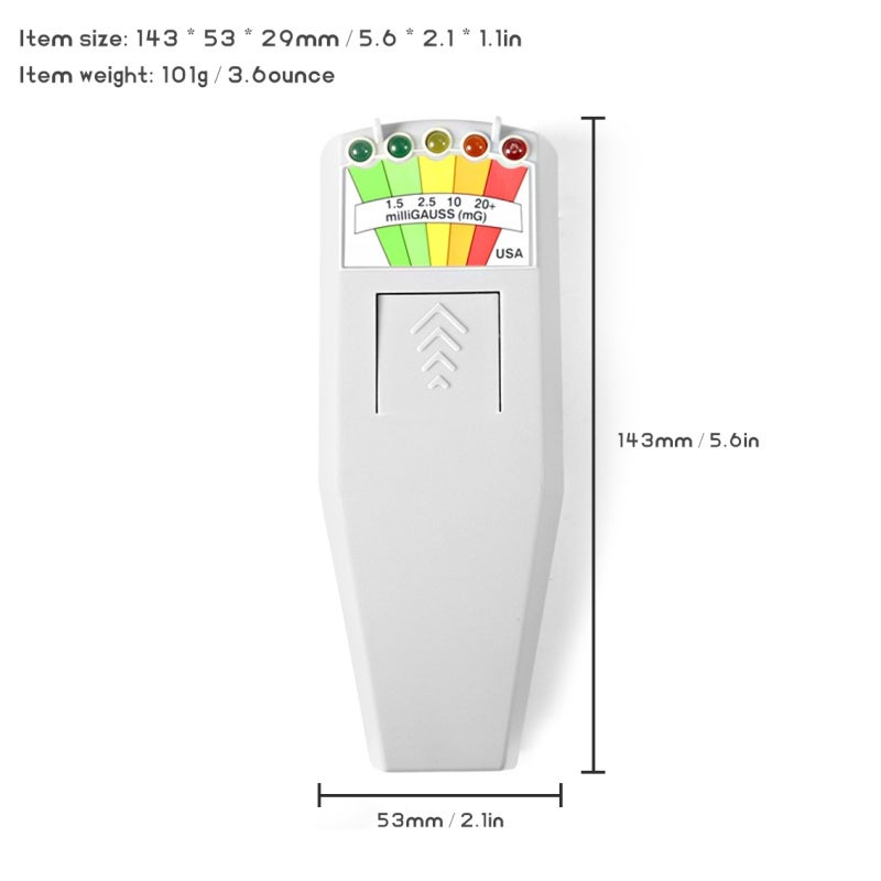 مقياس جاويس لحقول الكهرومغناطيسية (EMF): مؤشر LED رمادي من 5 مصابيح، سهل القراءة في الظلام أو ضوء الشمس - جهاز مراقب لحقول الكهرومغناطيسية محمول، متين، سريع الاستجابة لبحث الموجات غير العادية والاختبارات العامة لحقول الكهرومغناطيسية - Image 5