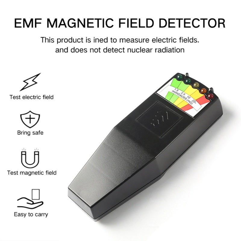 مقياس جاويس لحقول الكهرومغناطيسية (EMF): مؤشر LED رمادي من 5 مصابيح، سهل القراءة في الظلام أو ضوء الشمس - جهاز مراقب لحقول الكهرومغناطيسية محمول، متين، سريع الاستجابة لبحث الموجات غير العادية والاختبارات العامة لحقول الكهرومغناطيسية - Image 2