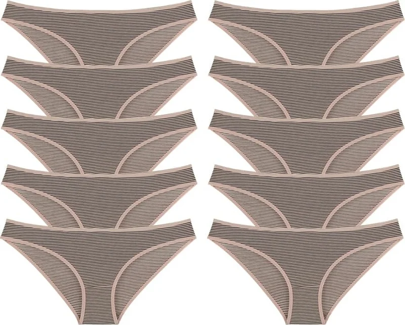 دونيلا 10-Piece Striped Modal Women's Panties - 211072
