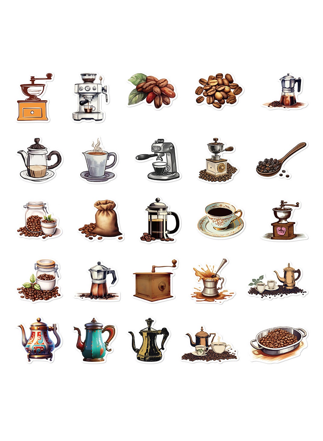 50 قطعة من ملصقات القهوة