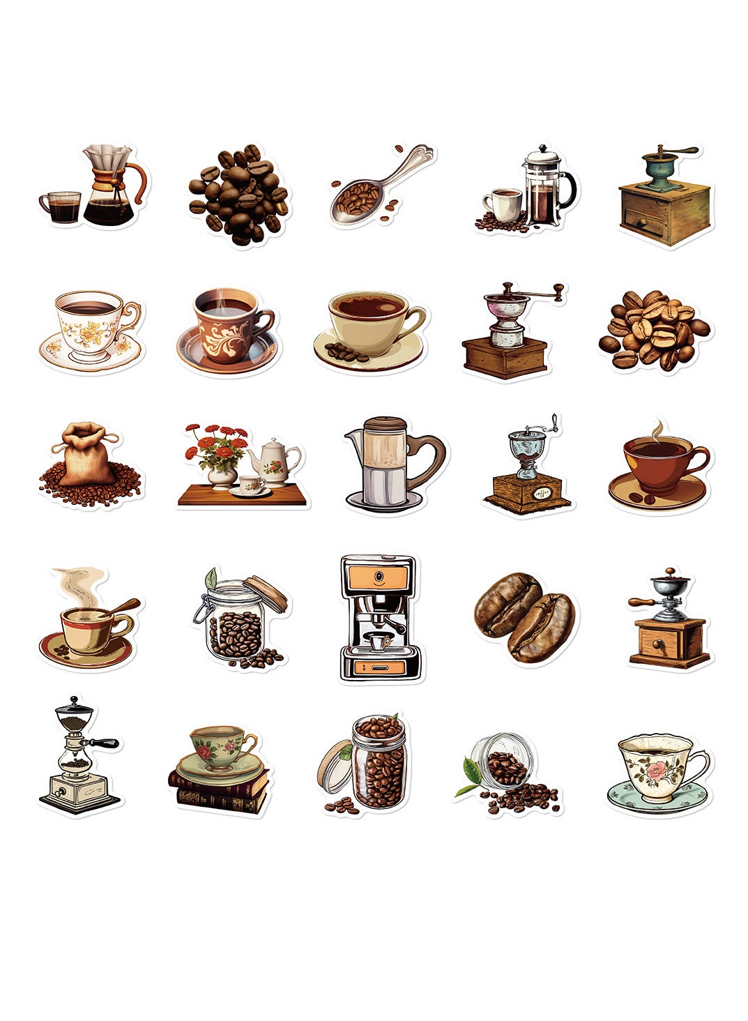 50 قطعة من ملصقات القهوة