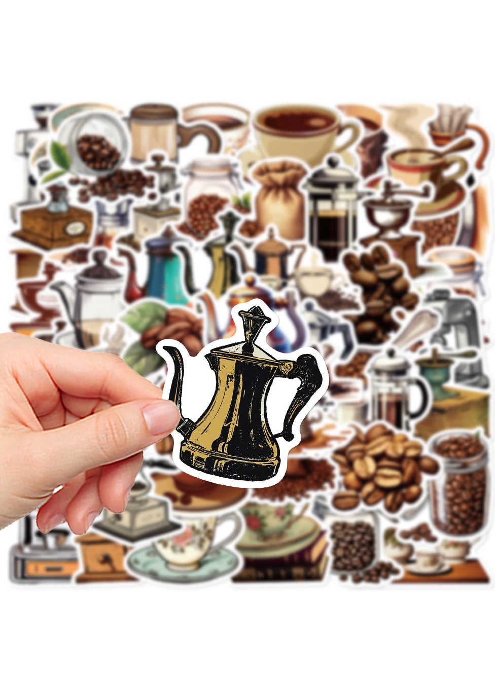 50 قطعة من ملصقات القهوة