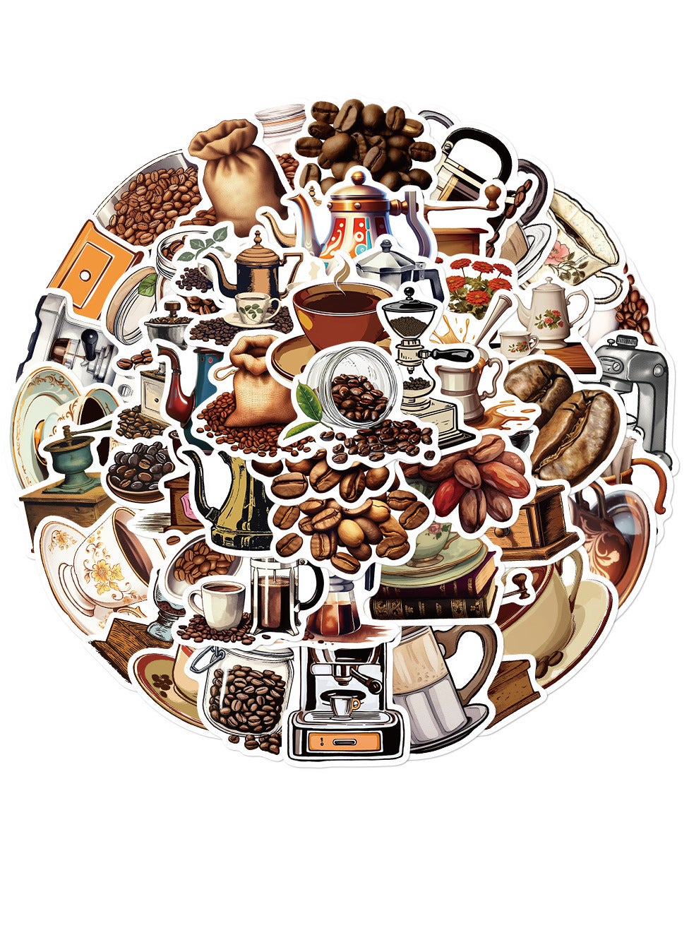50 قطعة من ملصقات القهوة