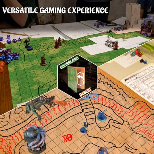 CZYY DND Foldable Mat Dry Erase TTRPG Map Grassland Desert TwoSided Cardboard Terrain 27x23 Inches with Square Grid Portable Reusable Game Board for DND Pathfinder and Tabletop RPGs Style A - Image 5