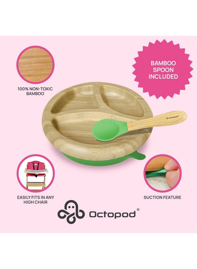 Abiie Octopod Bamboo Dish - Kids Plates For 4 Months And Up, 3-Compartment Baby Plates With Suction, Round Bamboo Baby Plate, Mess-Free Toddler Suction Plates, Baby Feeding Supplies, 7.5 X 7.5 X 1.9In - Image 2