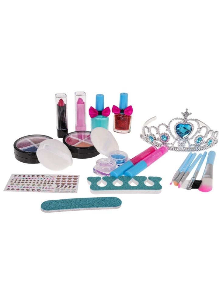 بريميم حقيبة زينة لامعة باللون الأزرق السماوي للبنات بتصميم ندفة الثلج ومقبض حمل - Image 4