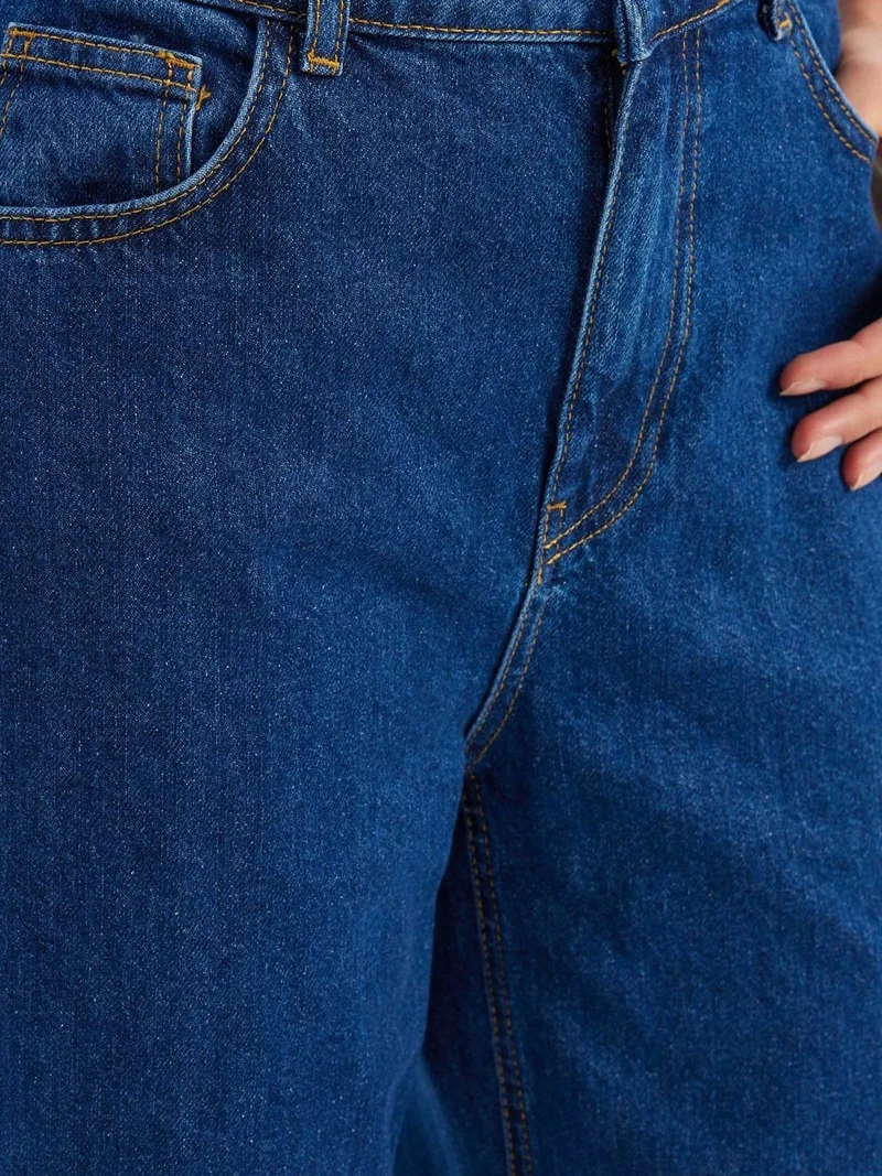 Hiccup Dark Blue Denim High-Waist Straight-Leg Jeans for Women | Best Price UAE
