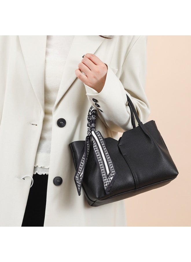 Women Shoulder Bag, Women's Handbag Satchel Handbag with 1 Removable Strap and Smooth Zipper Closure Lightweight Leather Cross-body Bag, Black
