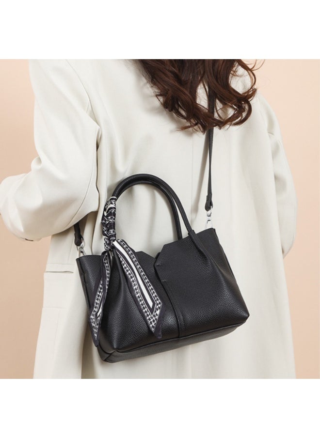 Women Shoulder Bag, Women's Handbag Satchel Handbag with 1 Removable Strap and Smooth Zipper Closure Lightweight Leather Cross-body Bag, Black