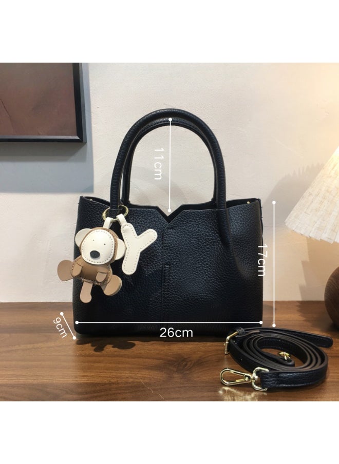Women Shoulder Bag, Women's Handbag Satchel Handbag with 1 Removable Strap and Smooth Zipper Closure Lightweight Leather Cross-body Bag, Black