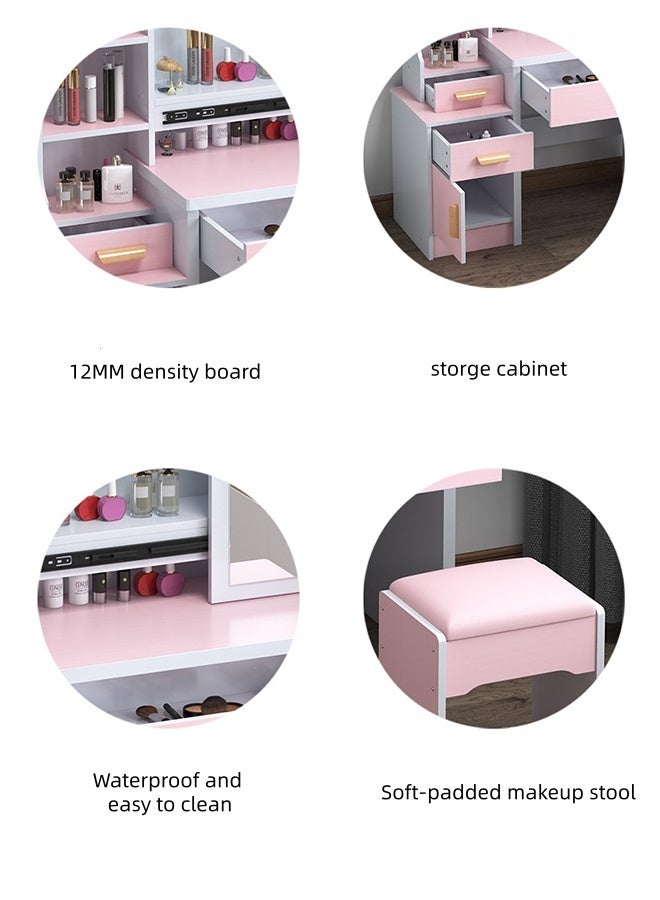 JCB CHIC Dressing Table Vanity Table With Mirror And Cushioned Stool ，Multifunctional 4 Drawer Vanity Makeup Desk,Large Modern Design Storage Workstation for Bedroom Dressing Room - Image 3