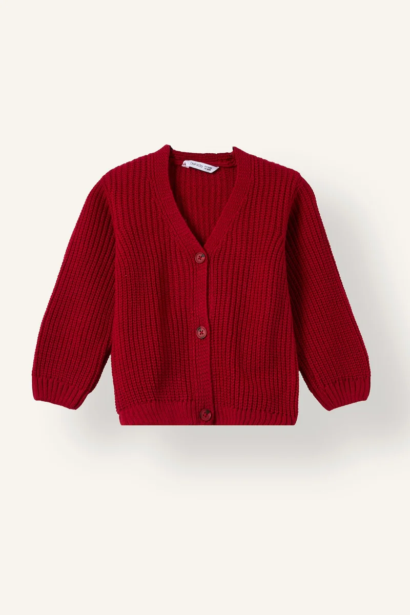 Regular Fit V-Neck Cardigan 3D