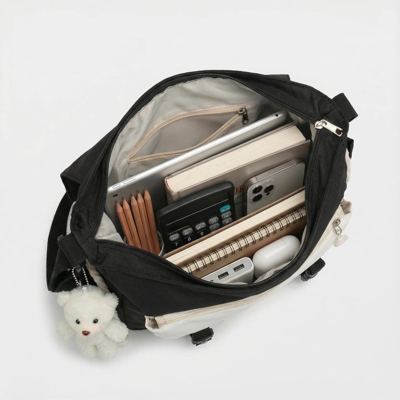 PRLINJSK Cute Messenger Bag for Teen Girls Women, Kawaii Crossbody Shoulder Purse with Pins and Stuffed Pendant Gift - Image 5
