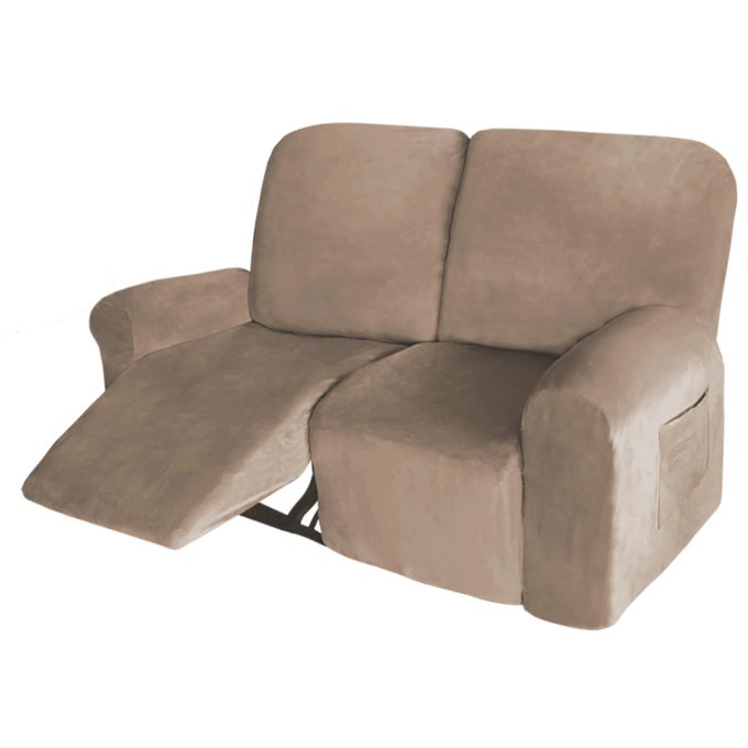 VELVET 6 PIECES RECLINER LOVESEAT COVER LAZY BOY RECLINER SLIPCOVER FOR HOME THEATER SEATING 2 SEAT LOVE SEAT SLIPCOVERS THICK SOFT WASHABLE