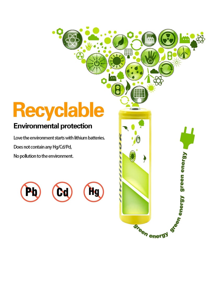 10pcs/set Universal 18650 Li-ion Rechargeable Battery Cell 3.7V 9800MAH Replacement Battery For Torch Flashlight - Image 5