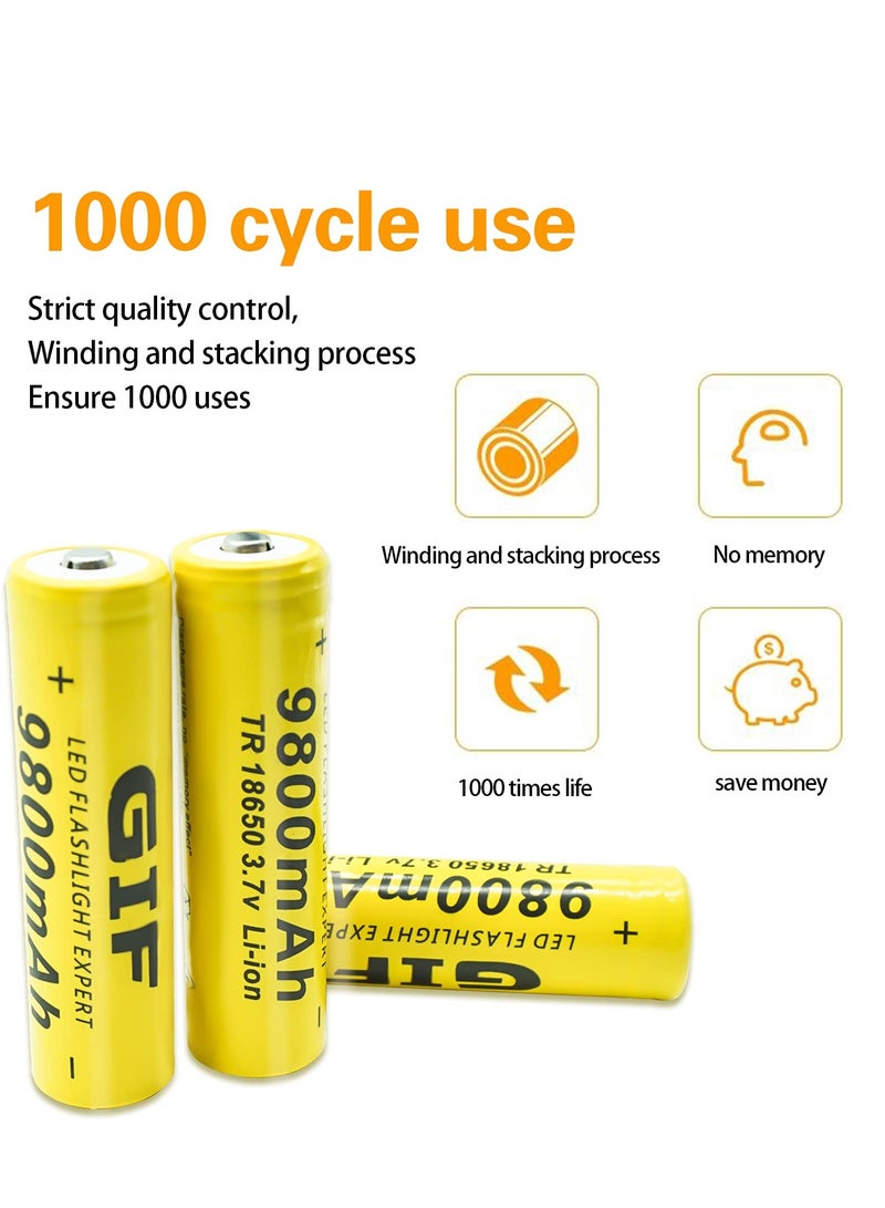 10pcs/set Universal 18650 Li-ion Rechargeable Battery Cell 3.7V 9800MAH Replacement Battery For Torch Flashlight - Image 2