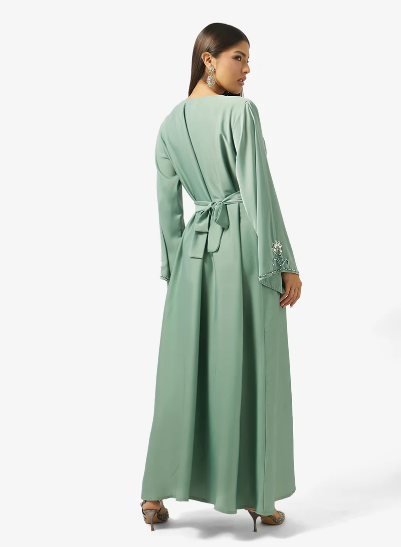 hayas closet Floral Embroidery Work At Stone Work Extending Forward Jalabiya