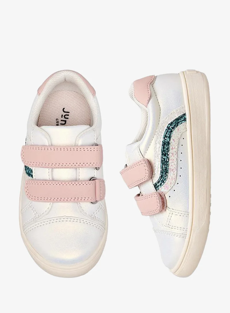 جونيورز Girls Glitter Detail Hook & Loop Ankle School Sneakers