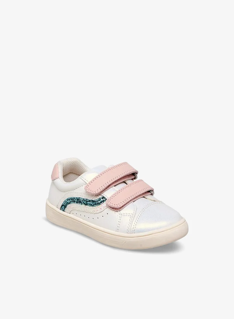جونيورز Girls Glitter Detail Hook & Loop Ankle School Sneakers