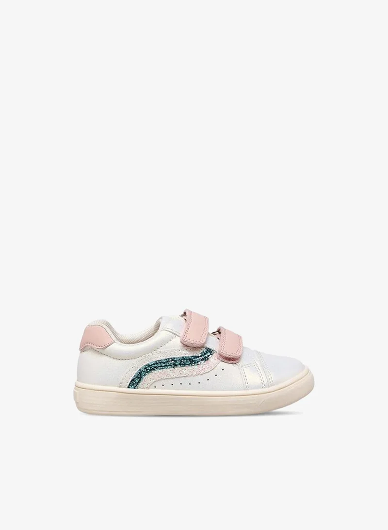 جونيورز Girls Glitter Detail Hook & Loop Ankle School Sneakers