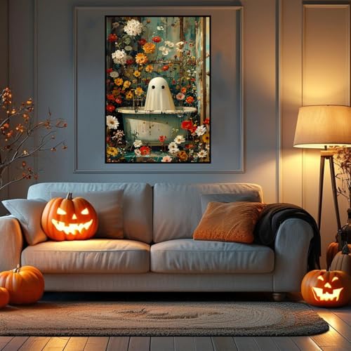 Meothan 3 Pack Halloween Diamond Art Kits for Adults, Horror Ghost Diamond Painting Kits for Adults, 5D DIY Round Full Drill Gem Art Paint with Diamonds Dots Crafts Kits for Home Decor Gift 12x16inch - Image 4