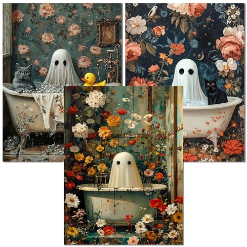 Meothan 3 Pack Halloween Diamond Art Kits for Adults, Horror Ghost Diamond Painting Kits for Adults, 5D DIY Round Full Drill Gem Art Paint with Diamonds Dots Crafts Kits for Home Decor Gift 12x16inch - Image 1