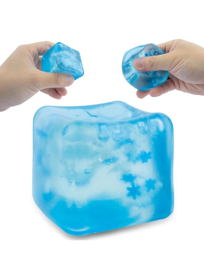 Ice Cube Squishy Toy, Stress Balls for Kids and Adults, Fidget Cube Sensory Toys for Autism ADHD, Squeeze Ball Stress Relief Toys, Stress Balls for Children and Adults, Fidget Cube Sensory Toy