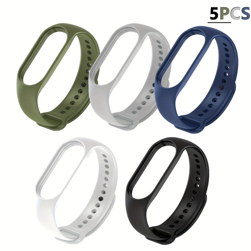 5pcs Kit Silicone Replacement Strap Wristband For Mi Band 3 4 5 6 7 8 9 10 Smart Wristband Soft Fitness Tracker Band - Image 3