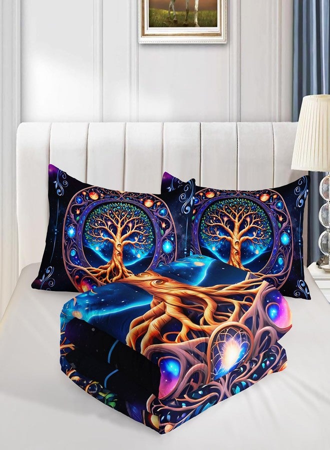 UEVBF Tree of Life Bedding Twin Comforter Set,Mystic Planet Starry Sky Printed Bedding Comforter Sets for Kids Boys Girls Room Decor,Bohemian Bedding Puffy Comforter Sets 2 Pillowcases. - Image 4