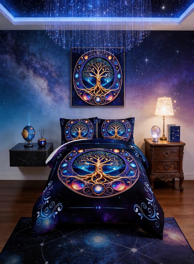 UEVBF Tree of Life Bedding Twin Comforter Set,Mystic Planet Starry Sky Printed Bedding Comforter Sets for Kids Boys Girls Room Decor,Bohemian Bedding Puffy Comforter Sets 2 Pillowcases. - Image 1