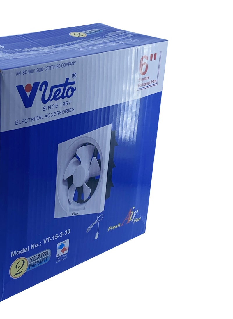 Veto مروحة عادم VETO مقاس 6 بوصات مربعة للمطبخ/الحمام، مروحة تهوية خالية من الضوضاء - Image 2