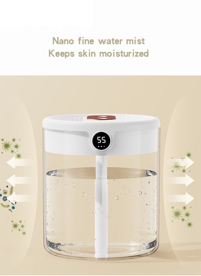 MIXDE - 2L Double Nozzle Cool Mist Humidifier for Bedroom - USB Personal Desk Humidifier with Humidity Display and Night Light - Perfect for Bedroom, Plants, and Office - Image 1