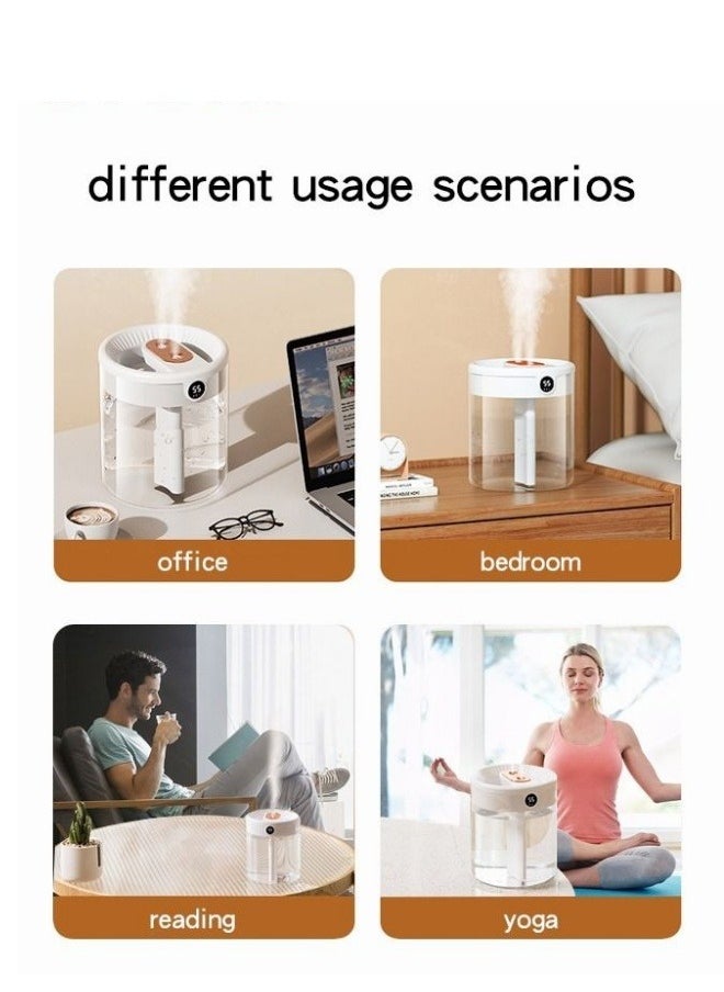MIXDE - 2L Double Nozzle Cool Mist Humidifier for Bedroom - USB Personal Desk Humidifier with Humidity Display and Night Light - Perfect for Bedroom, Plants, and Office - Image 1