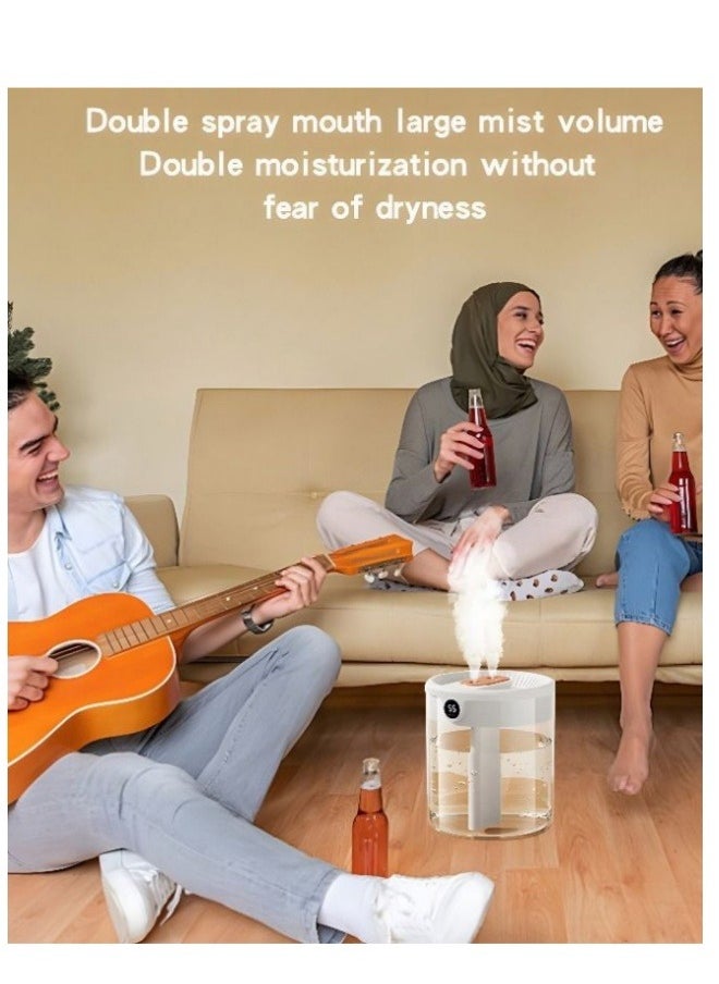 MIXDE - 2L Double Nozzle Cool Mist Humidifier for Bedroom - USB Personal Desk Humidifier with Humidity Display and Night Light - Perfect for Bedroom, Plants, and Office - Image 1