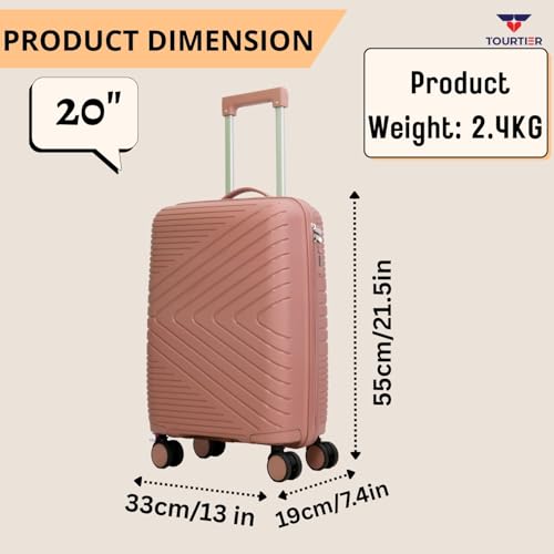 TOURTIER Hard-Shell Luggage Trolley Bag with 360° Spinner Wheels, Large Capacity Travel Carry-On Suitcase (Style-1, BABYPINK, 20 INCH) - Image 2