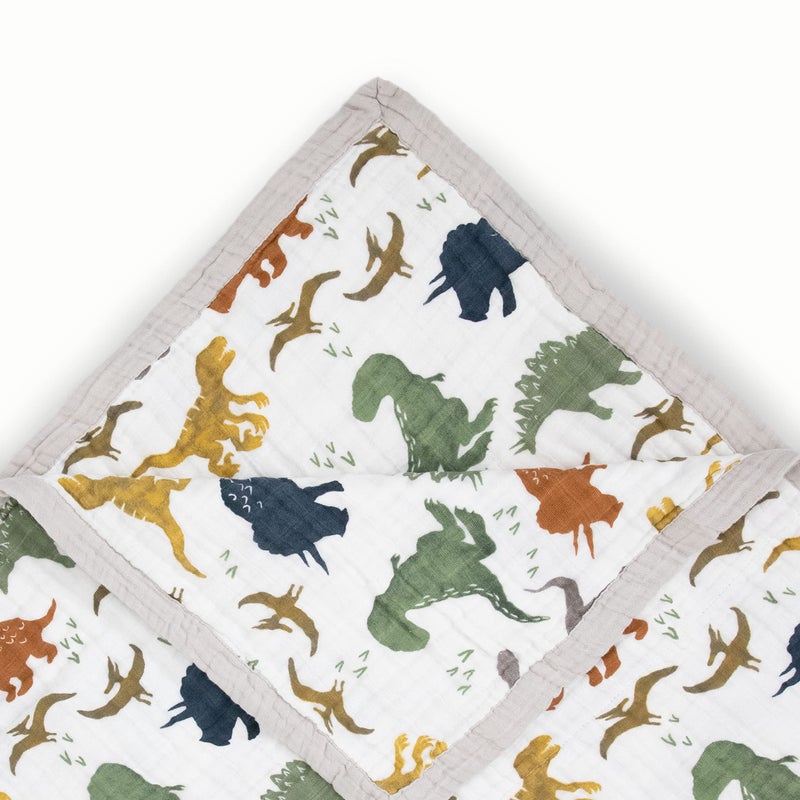 Little Unicorn Premium Quilted Throw | Super Soft, Multi-Layered Muslin XL Blanket| Great for Kids & Families (Dino Friends) - Image 2