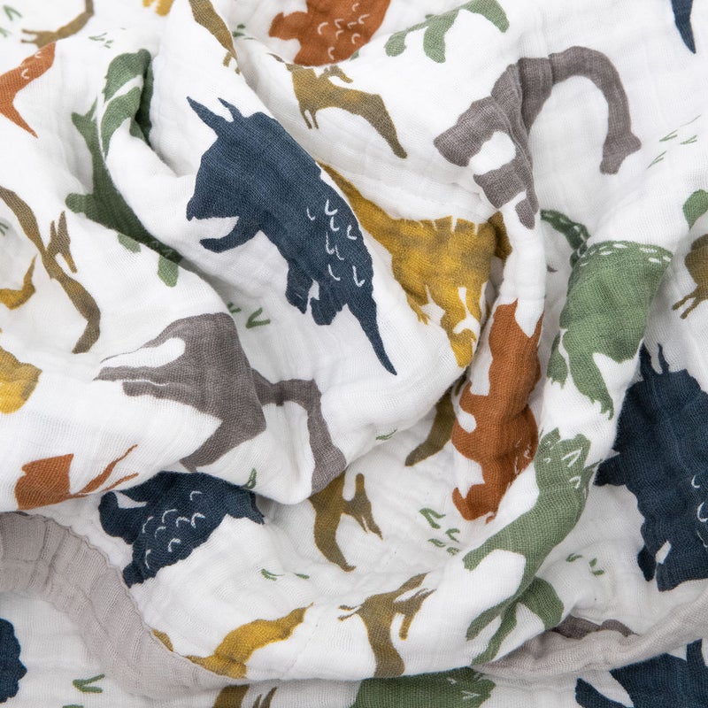 Little Unicorn Premium Quilted Throw | Super Soft, Multi-Layered Muslin XL Blanket| Great for Kids & Families (Dino Friends) - Image 3