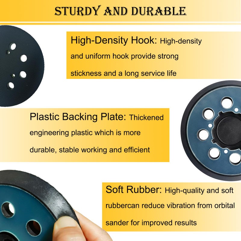 Tockrop Sander Pad for Dewalt Sander, 5" 8 Hole Hook and Loop Orbital Sander Pad Replacement for DeWalt DWE6421 6421K DWE6423 6423K DCW210B -4 Screw Holes Sanding Part for DeWalt DWE64233 & N329079-1 Pack - Image 3
