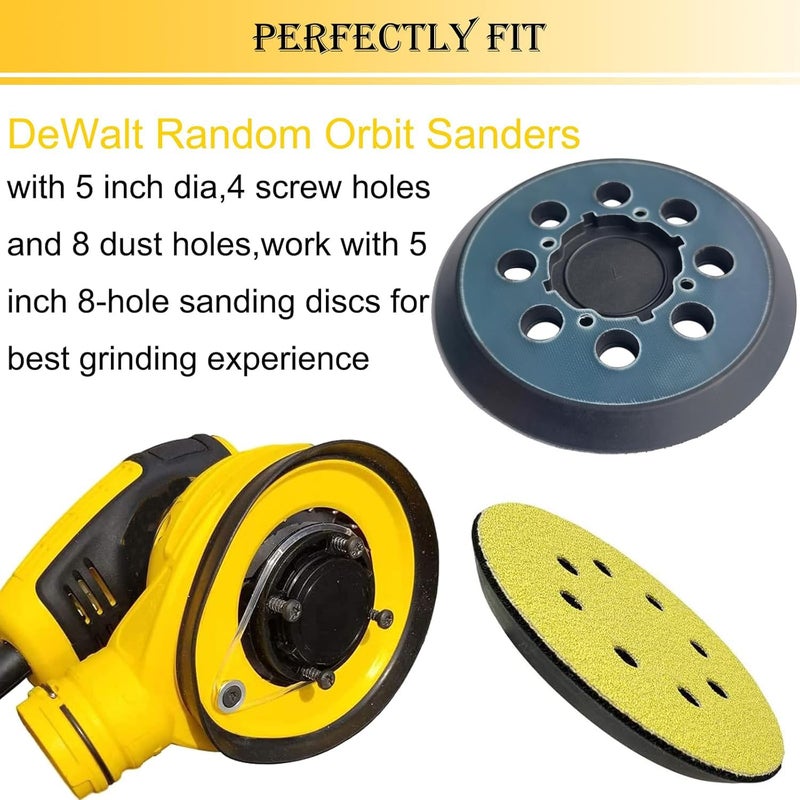 Tockrop Sander Pad for Dewalt Sander, 5" 8 Hole Hook and Loop Orbital Sander Pad Replacement for DeWalt DWE6421 6421K DWE6423 6423K DCW210B -4 Screw Holes Sanding Part for DeWalt DWE64233 & N329079-1 Pack - Image 4