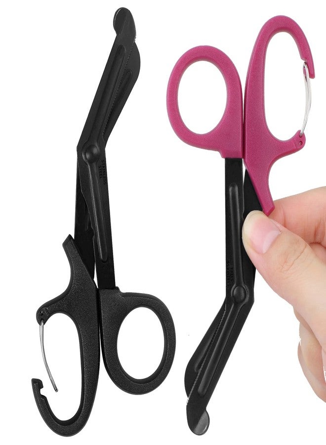 ZOINADA 2 Pack Trauma Shears, 5.8 Inch Stainless Steel Medical Scissors, Bandage Scissors with Carabiner, Nursing Scissors Surgical Scissors for Nurses, Doctors, Nursing Students, EMT and EMS(Black+Burgundy) - Image 1
