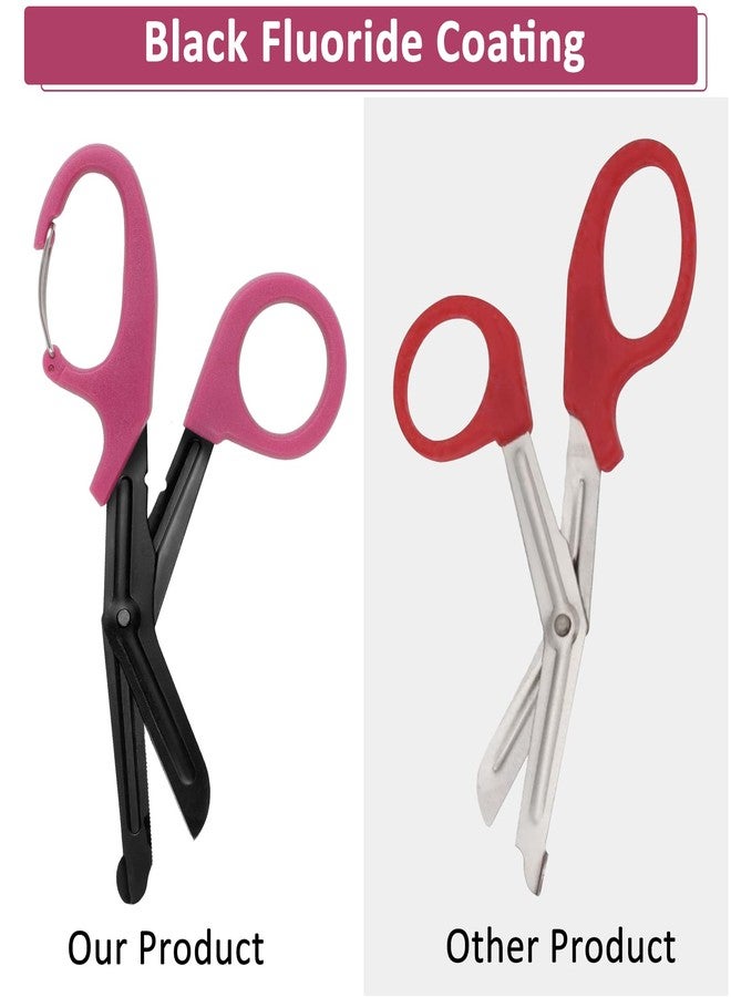 ZOINADA 2 Pack Trauma Shears, 5.8 Inch Stainless Steel Medical Scissors, Bandage Scissors with Carabiner, Nursing Scissors Surgical Scissors for Nurses, Doctors, Nursing Students, EMT and EMS(Black+Burgundy) - Image 4