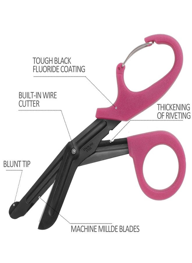 ZOINADA 2 Pack Trauma Shears, 5.8 Inch Stainless Steel Medical Scissors, Bandage Scissors with Carabiner, Nursing Scissors Surgical Scissors for Nurses, Doctors, Nursing Students, EMT and EMS(Black+Burgundy) - Image 5