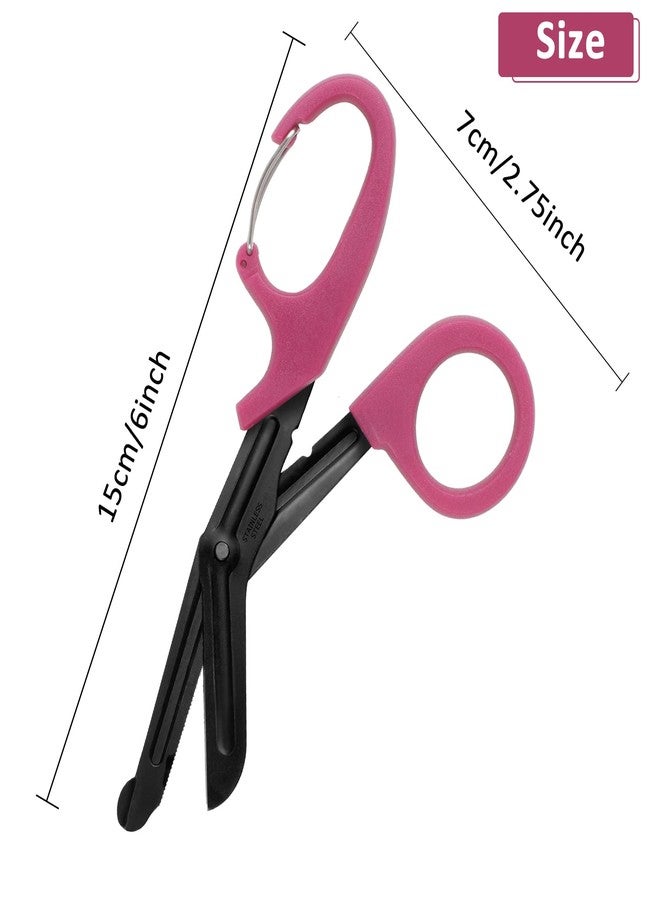 ZOINADA 2 Pack Trauma Shears, 5.8 Inch Stainless Steel Medical Scissors, Bandage Scissors with Carabiner, Nursing Scissors Surgical Scissors for Nurses, Doctors, Nursing Students, EMT and EMS(Black+Burgundy) - Image 2