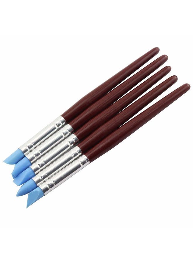 Tegg Clay Sculpting Tool 5PCS 5 Size Rubber Tip Silicon Brushes Pottery Clay Pen Shaping Carving Tools - Image 4