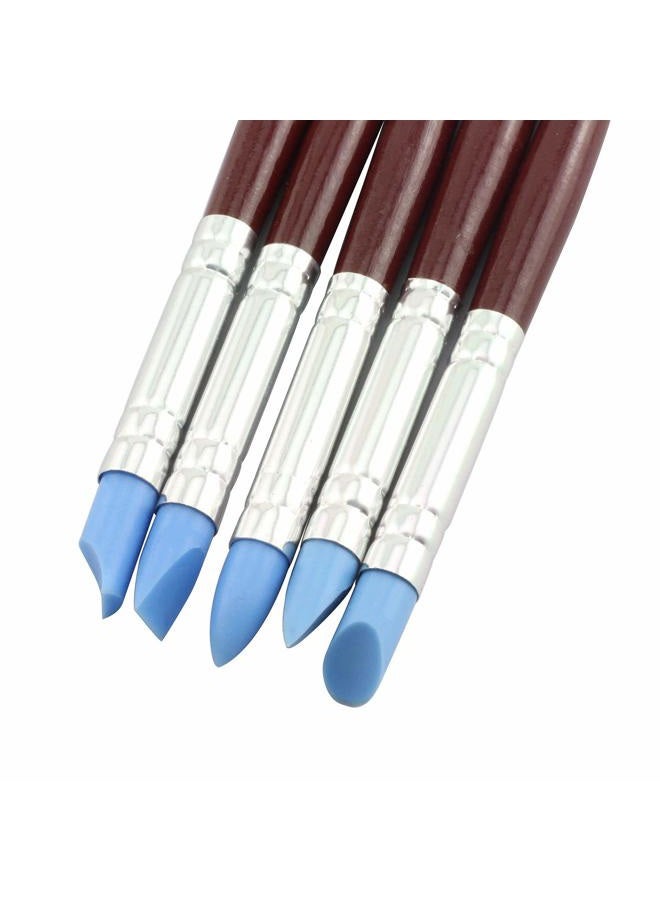 Tegg Clay Sculpting Tool 5PCS 5 Size Rubber Tip Silicon Brushes Pottery Clay Pen Shaping Carving Tools - Image 3