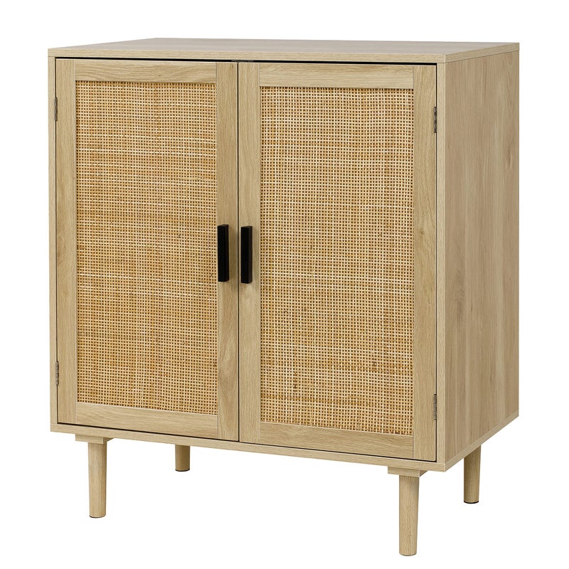 Finnhomy Finnhomy Sideboard Buffet Cabinet Kitchen Storage Sideboard with Rattan Decorated Doors Liquor Coffee Buffet Dining Room Hallway Console Table Accent Cabinet 315X 158X 346 Inches Natural 