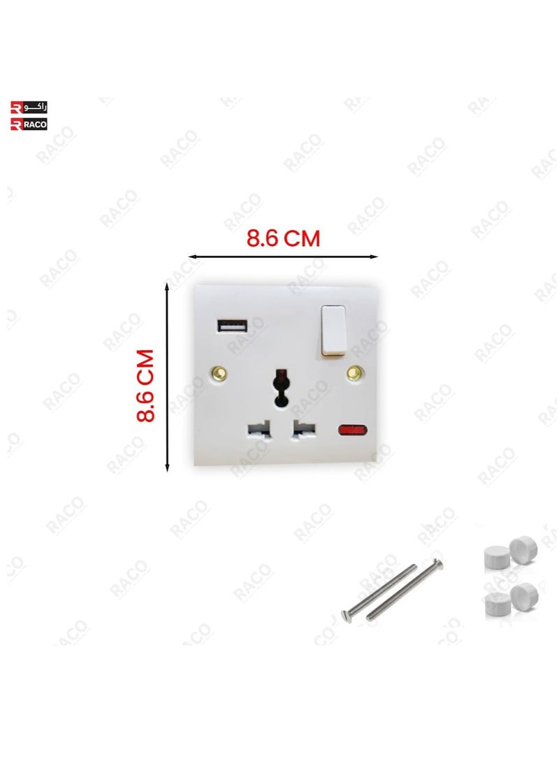 RACO RACO Socket Extension Board Heavy-Duty Cable Power Cord 13A Plug 220-250V Socket Ideal for Various Indoor and Outdoor Uses (Single Socket Universal with USB Port)  - Image 2