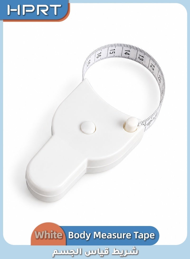 HPRT Body Measure Tape, Retractable Tape Measure 150 cm, Dual Sided Flexible Ruler With Push Button And Lock Slot For Body Measuring, Sewing And Home Use (White) - Image 1