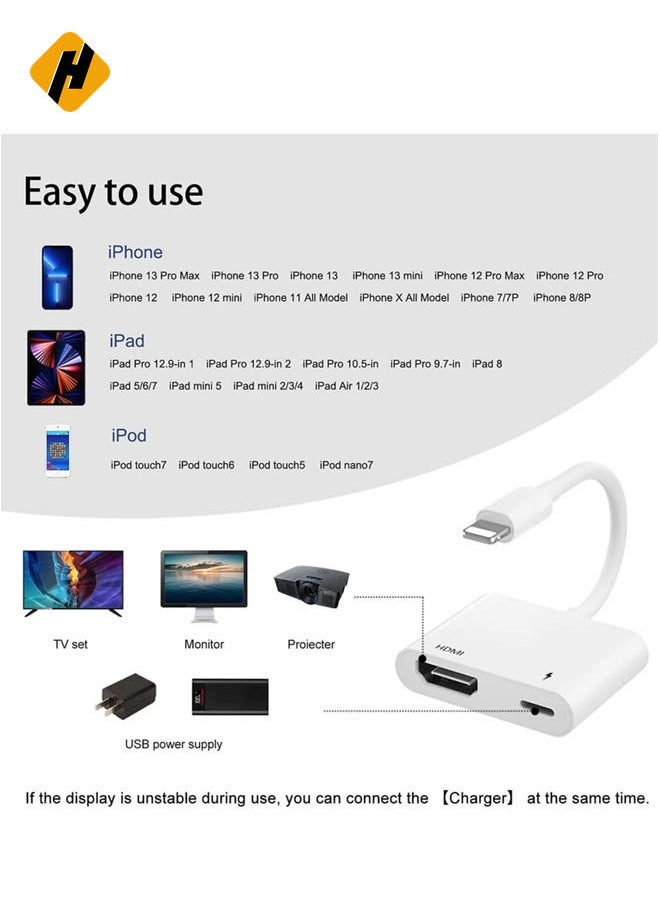 محول HDMI لجهاز iPhone to TV ، iPad إلى HDMI ، محول AV الرقمي 1080p HD (لا حاجة إلى الطاقة) توافق موصل شاشة مزامنة الفيديو والصوت مع iPhone 14/13/11/x/8/ipad/to hdtv ، projector ، monitor. - pzsku/ZB726749B17820E6C69A4Z/45/_/1734359414/643e2c19-5c15-456e-9f45-cc9c1cf1aaca